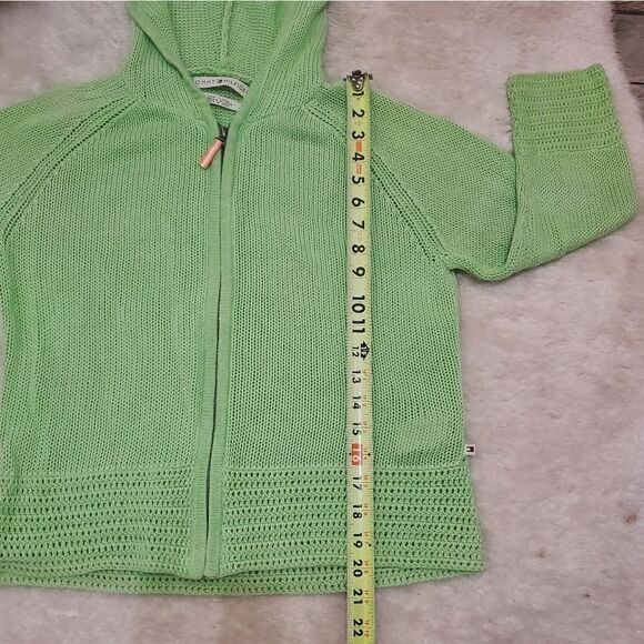 Tommy Hilfiger Green Knit 3/4 Sleeve Knit Zipper Jacket, Size Medium - Picture 4 of 8
